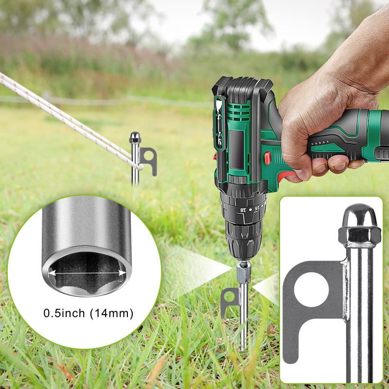 Lifeswell 12 Inch Ground Anchors, 8 Pcs Heavy Duty Tent Stakes, Easy to Install and Reusable, for Camping Tents, Trampolines, Sheds, Swing Sets, Securing Animals - Image 5